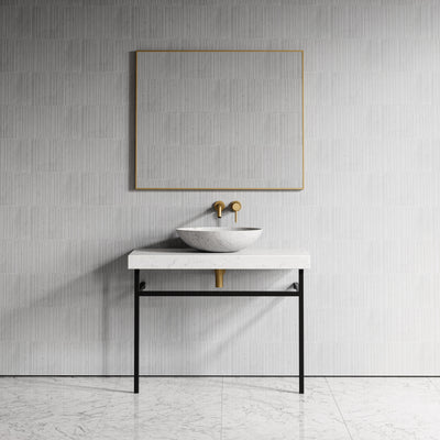 Lomazzo Carrara Marble Countertop Matte Black Vanity Unit 1000mm