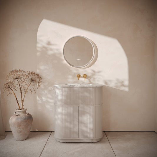 Cheval Velvet Beige Floorstanding Vanity Unit with Basin 800mm