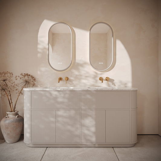 Cheval Velvet Beige Floorstanding Vanity Unit with Basin 1800mm