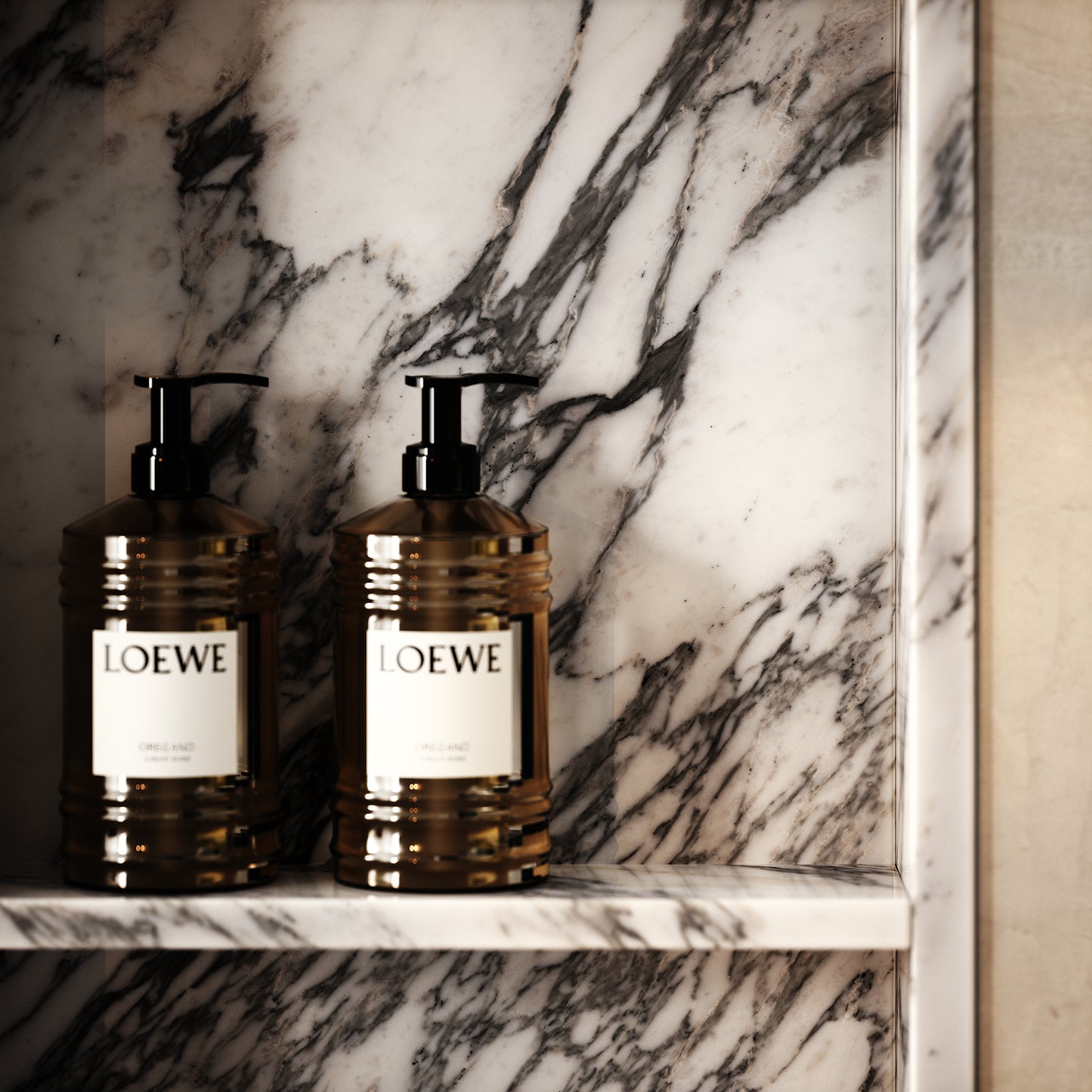 Almara Arabescato Marble Bathroom Shower Niche 900mm