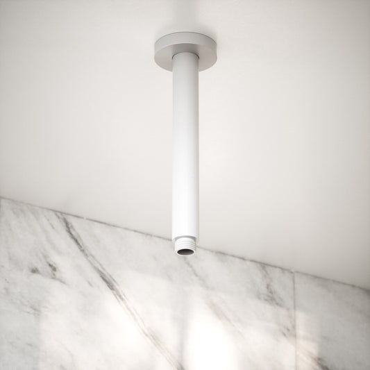 Luxe Silk Matte White Ceiling Mount Shower Arm 200mm