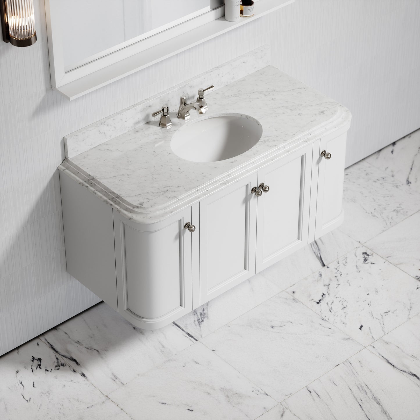 Charsley Carrara Marble Wall Mounted Vanity Unit (Primed White) 1200mm