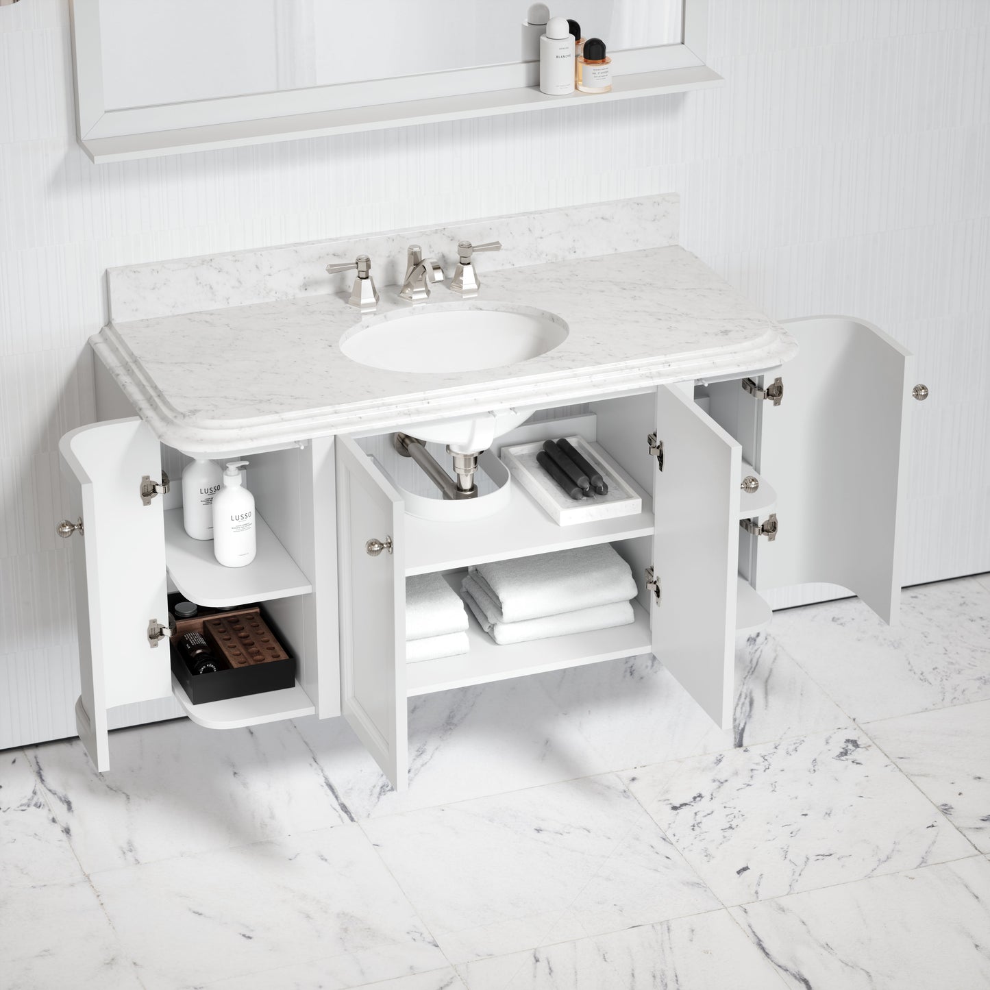 Charsley Carrara Marble Wall Mounted Vanity Unit (Primed White) 1200mm