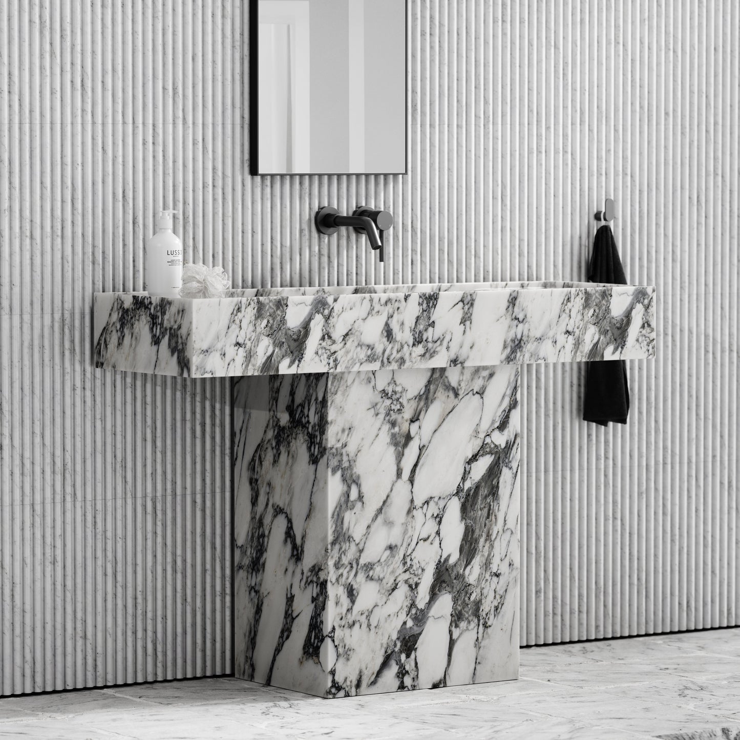 Concerto Arabescato Marble Pedestal Basin 1200mm