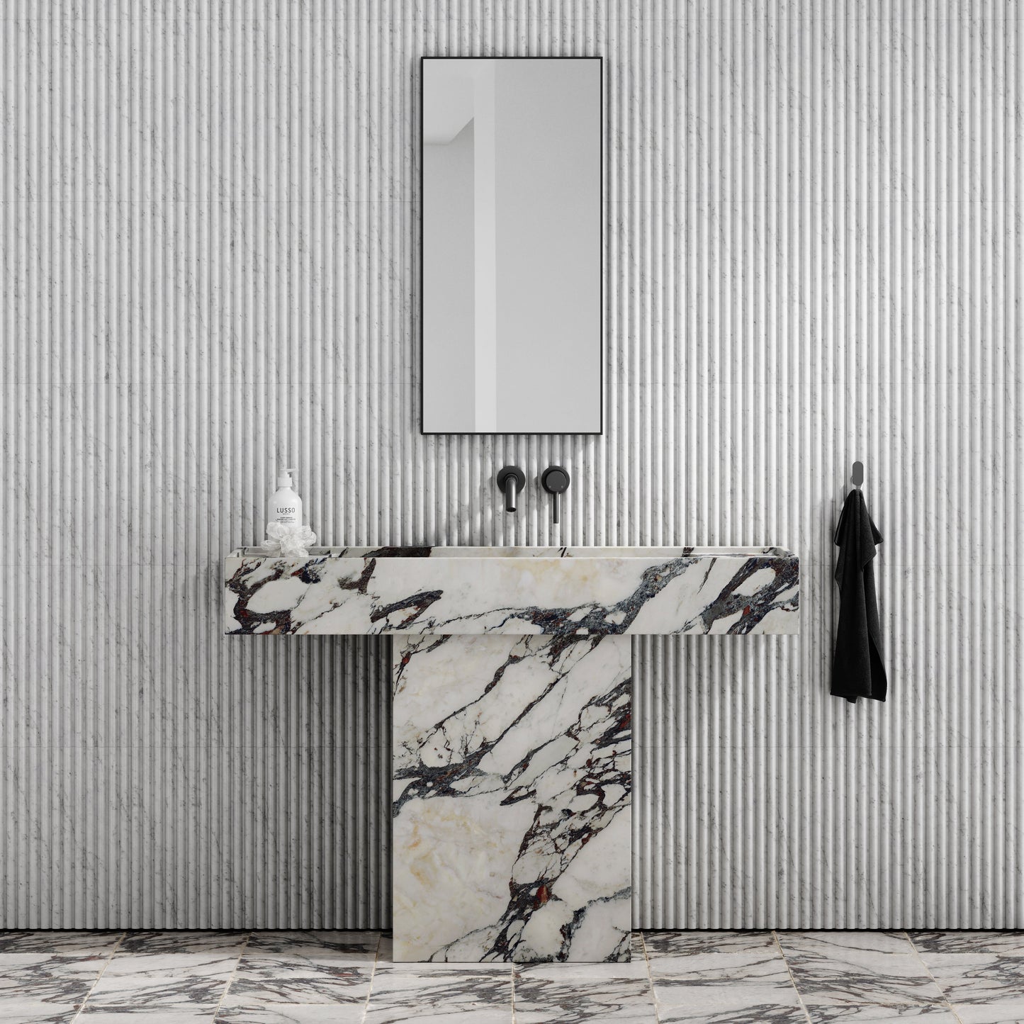 Concerto Calacatta Viola Marble Pedestal Basin 1200mm