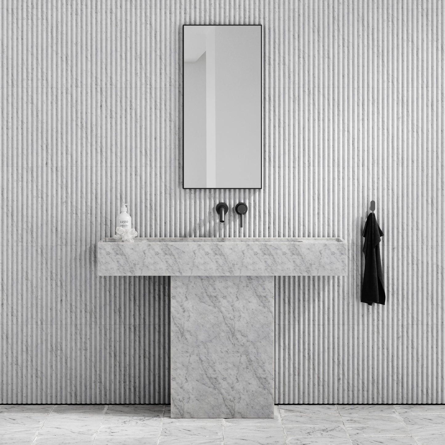 Concerto Carrara Marble Pedestal Basin 1200mm