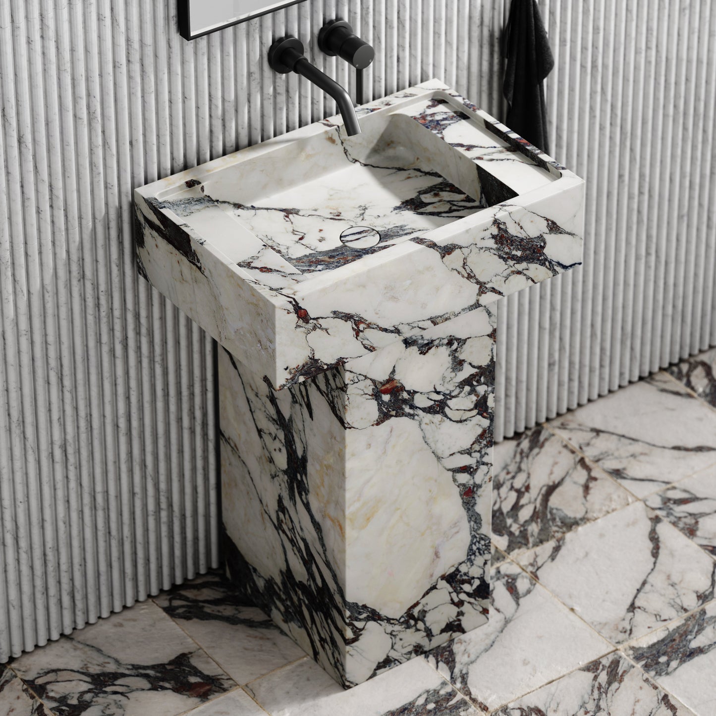 Concerto Calacatta Viola Marble Pedestal Basin 600mm