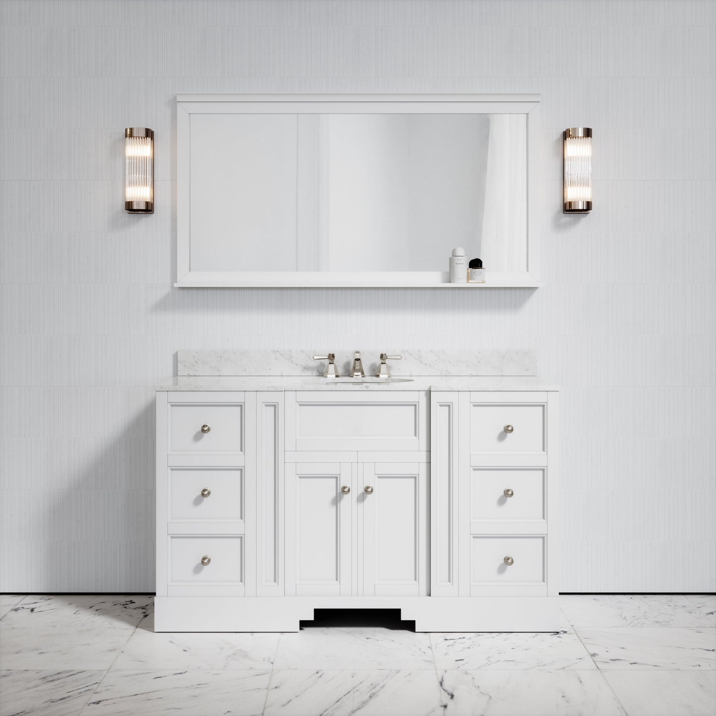 Eaton Carrara Marble Floorstanding Vanity Unit (Primed White) 1400mm