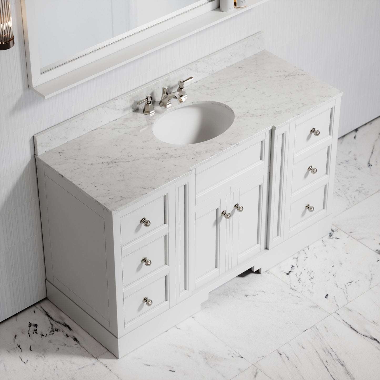 Eaton Carrara Marble Floorstanding Vanity Unit (Primed White) 1400mm