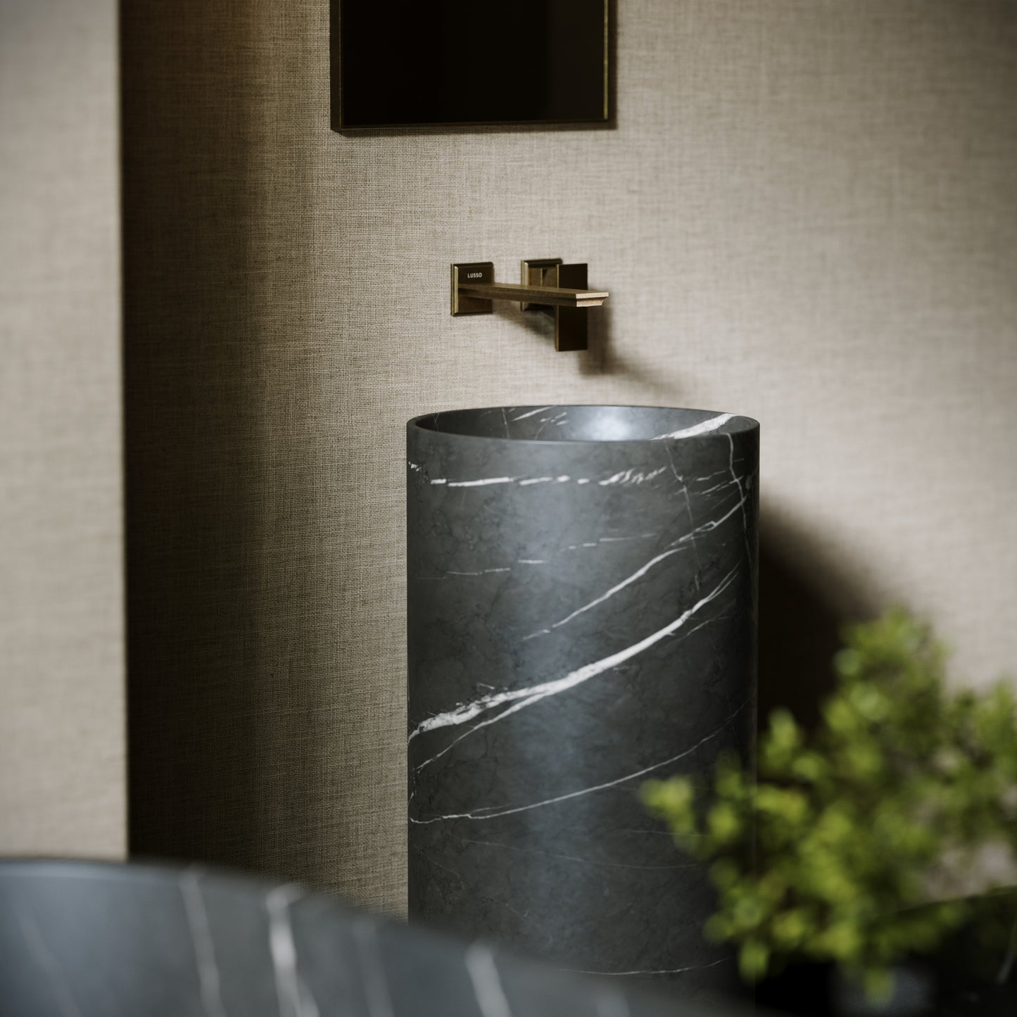 Designo Pietra Grey Marble Pedestal Basin 400mm
