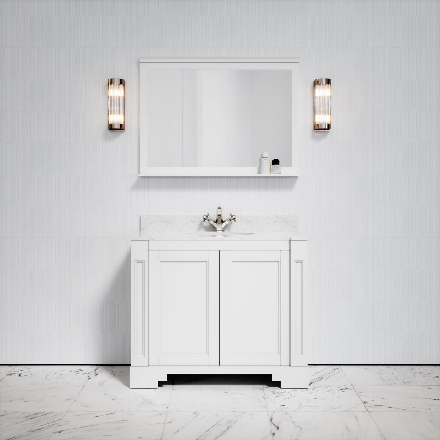 Eaton Carrara Marble Floorstanding Vanity Unit (Primed White) 1000mm
