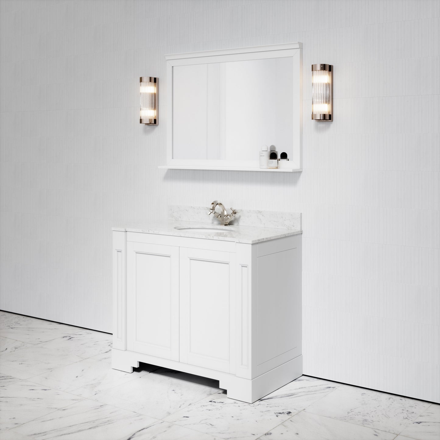 Eaton Carrara Marble Floorstanding Vanity Unit (Primed White) 1000mm
