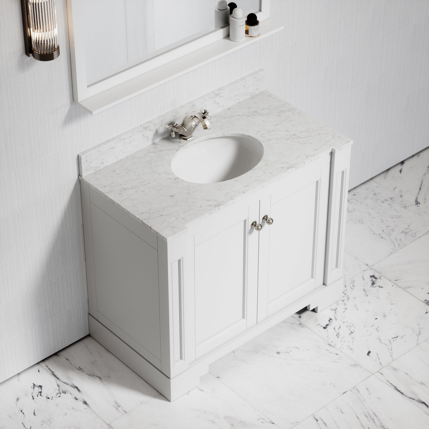 Eaton Carrara Marble Floorstanding Vanity Unit (Primed White) 1000mm