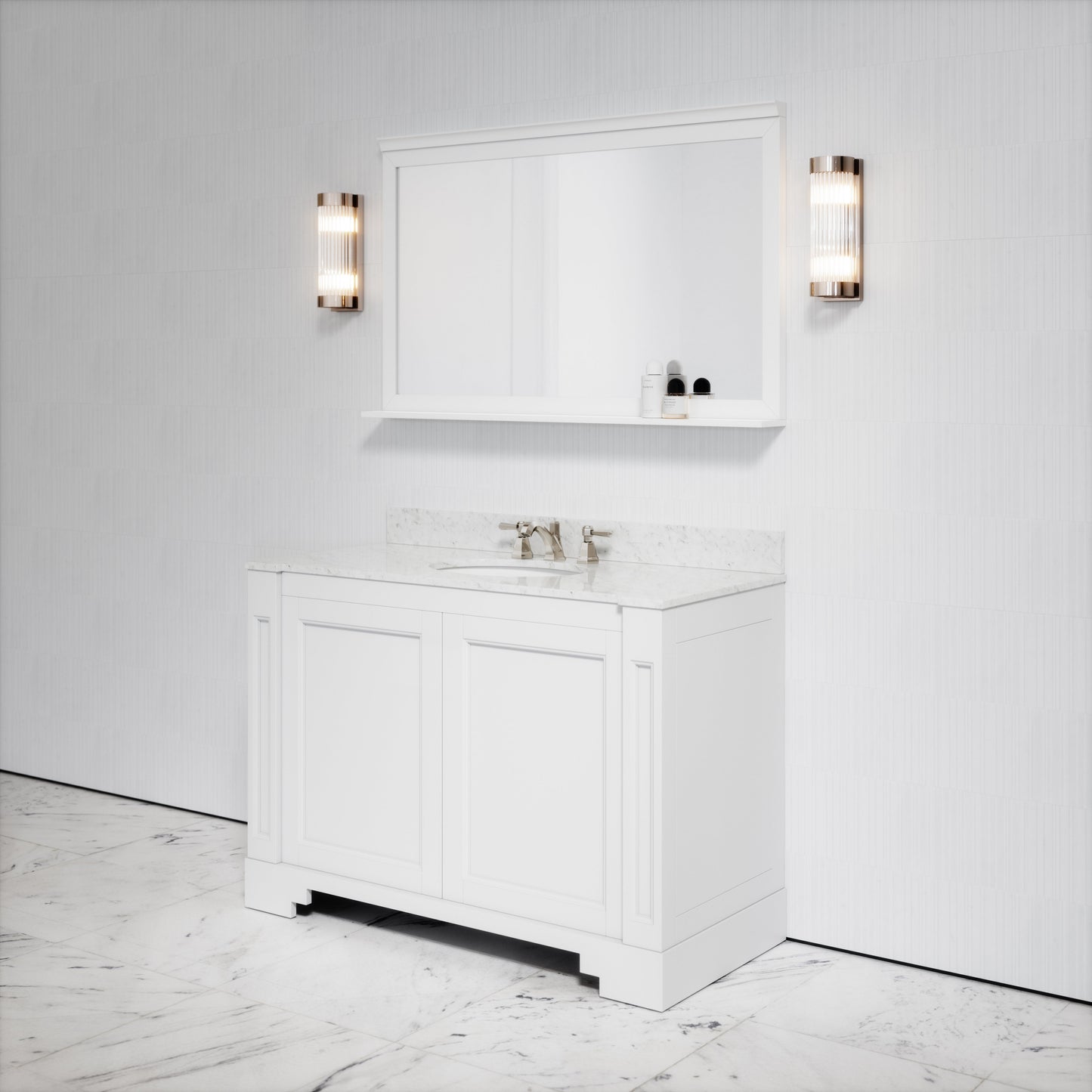 Eaton Carrara Marble Floorstanding Vanity Unit (Primed White) 1200mm