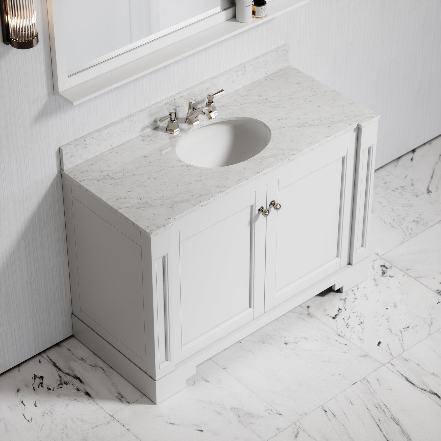 Eaton Carrara Marble Floorstanding Vanity Unit (Primed White) 1200mm