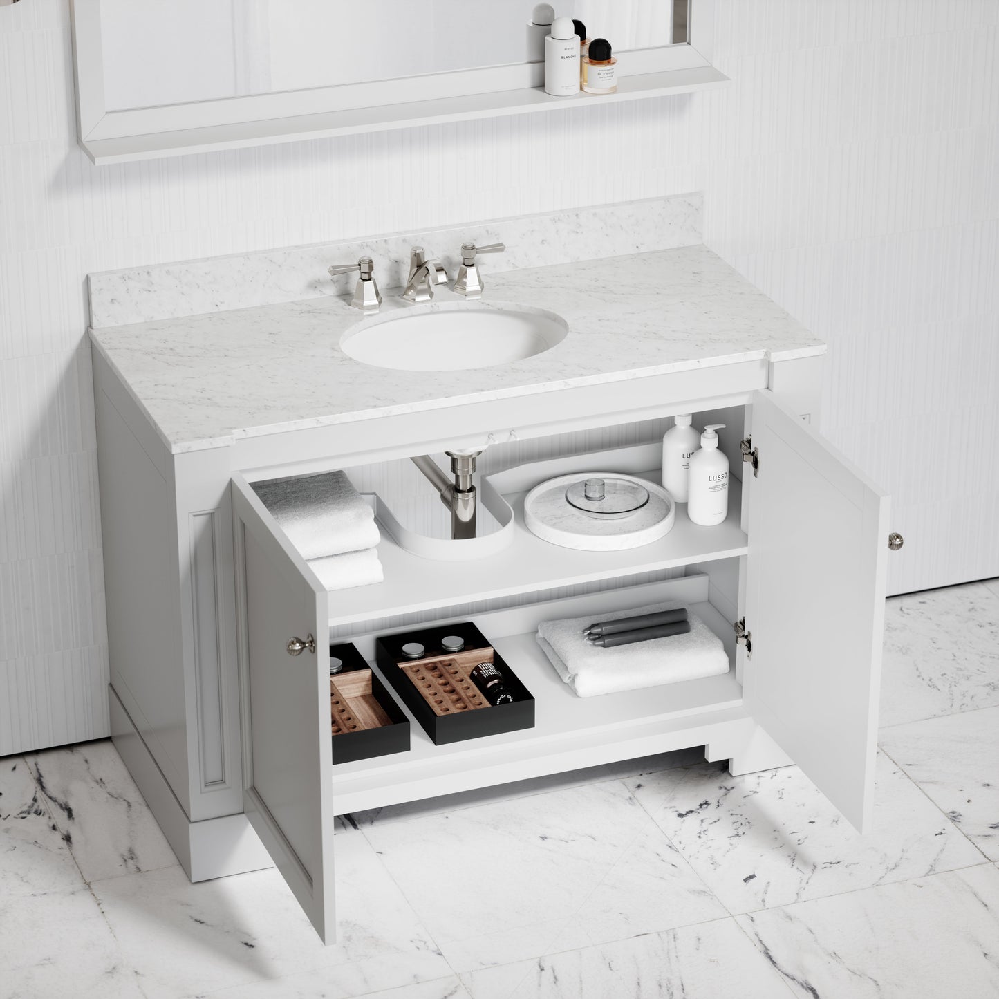 Eaton Carrara Marble Floorstanding Vanity Unit (Primed White) 1200mm