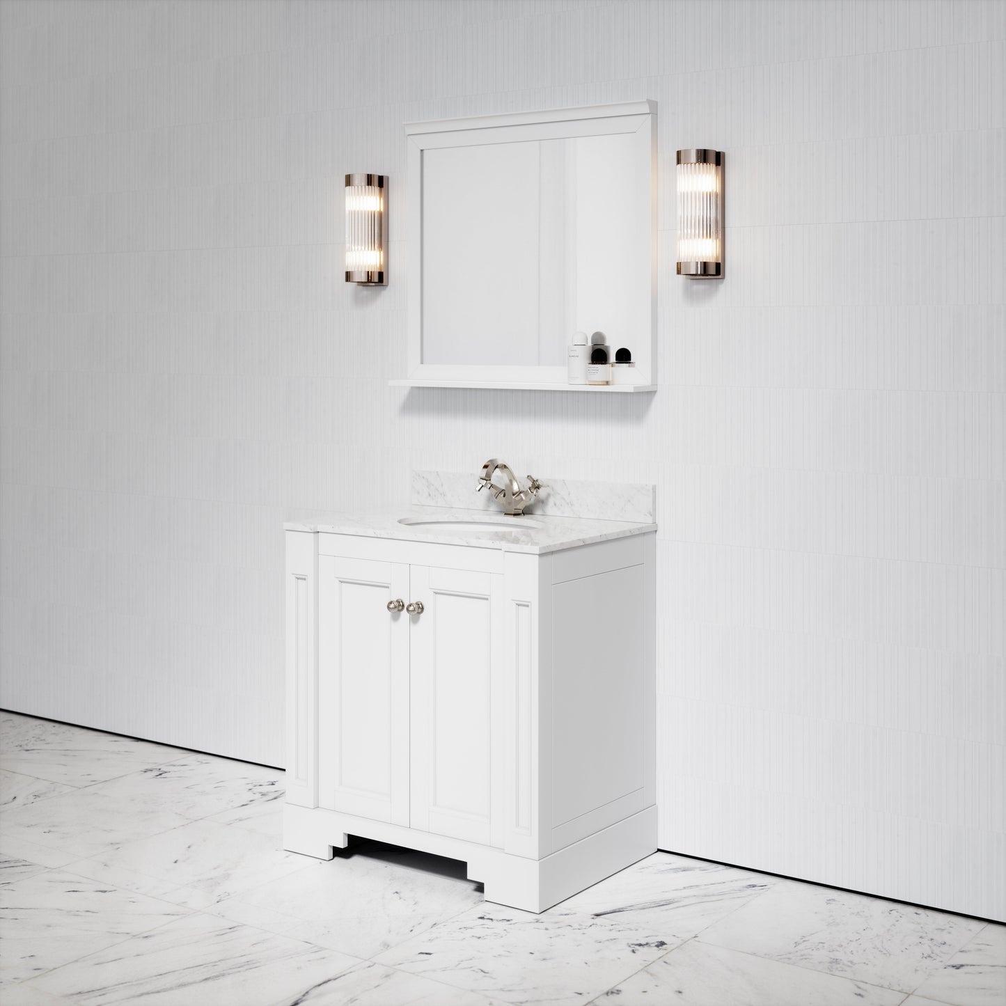 Eaton Carrara Marble Floorstanding Vanity Unit (Primed White) 800mm