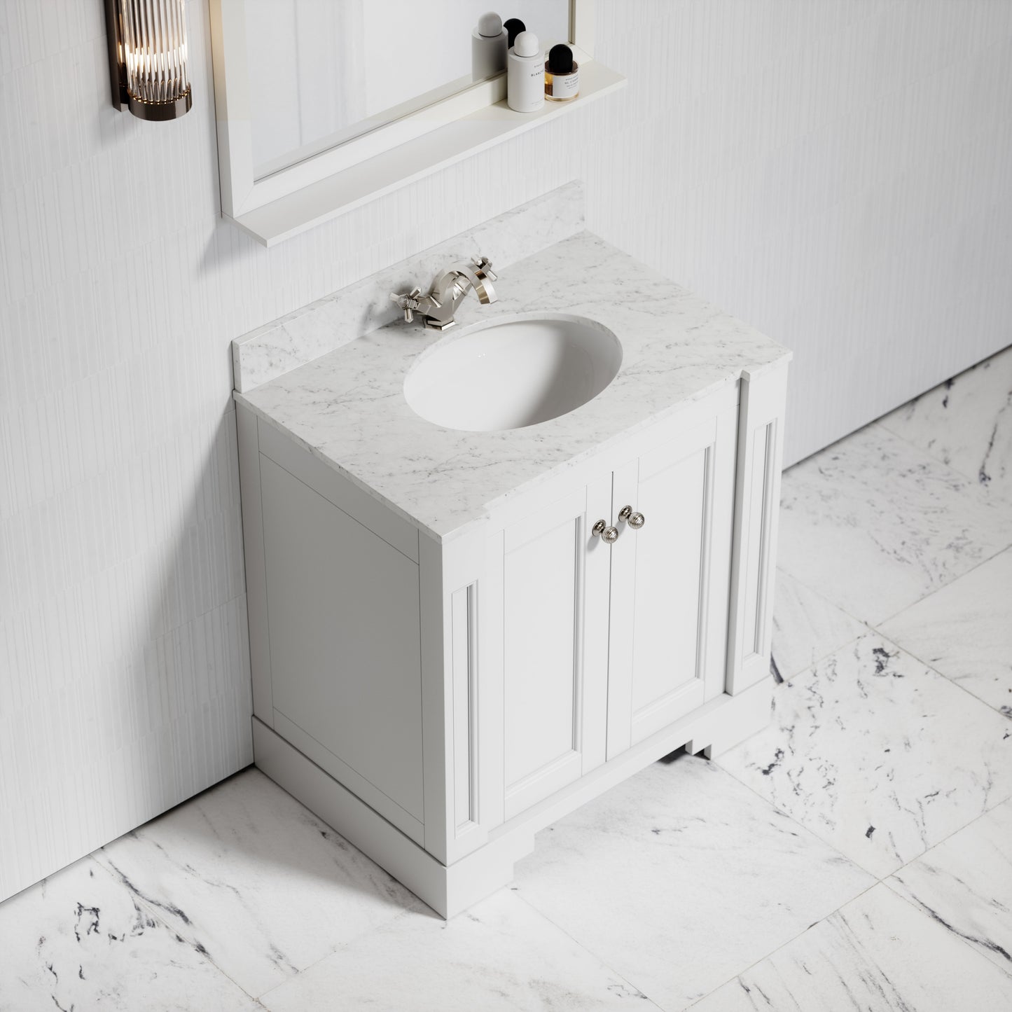 Eaton Carrara Marble Floorstanding Vanity Unit (Primed White) 800mm