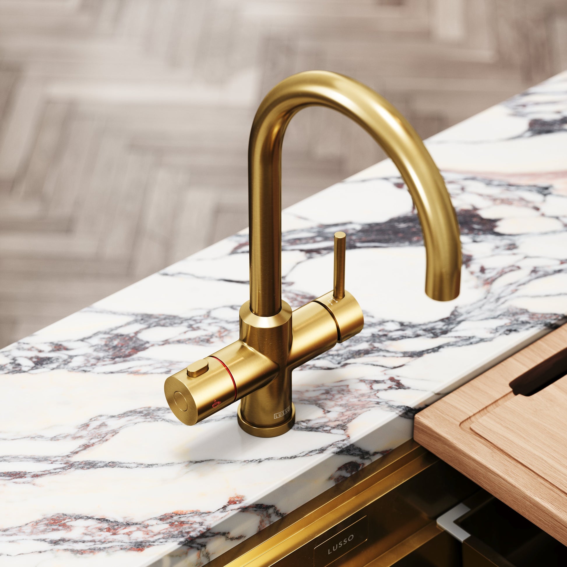 Filtrata Brushed Gold 4 in 1 Boiling Water Kitchen Tap
