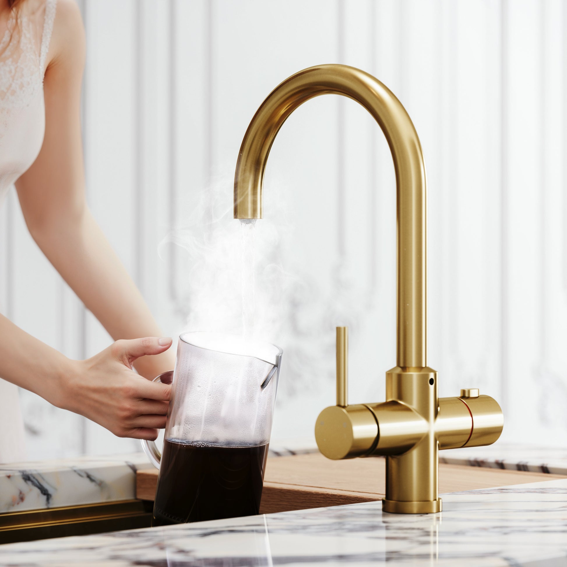 Filtrata Brushed Gold 4 in 1 Boiling Water Kitchen Tap