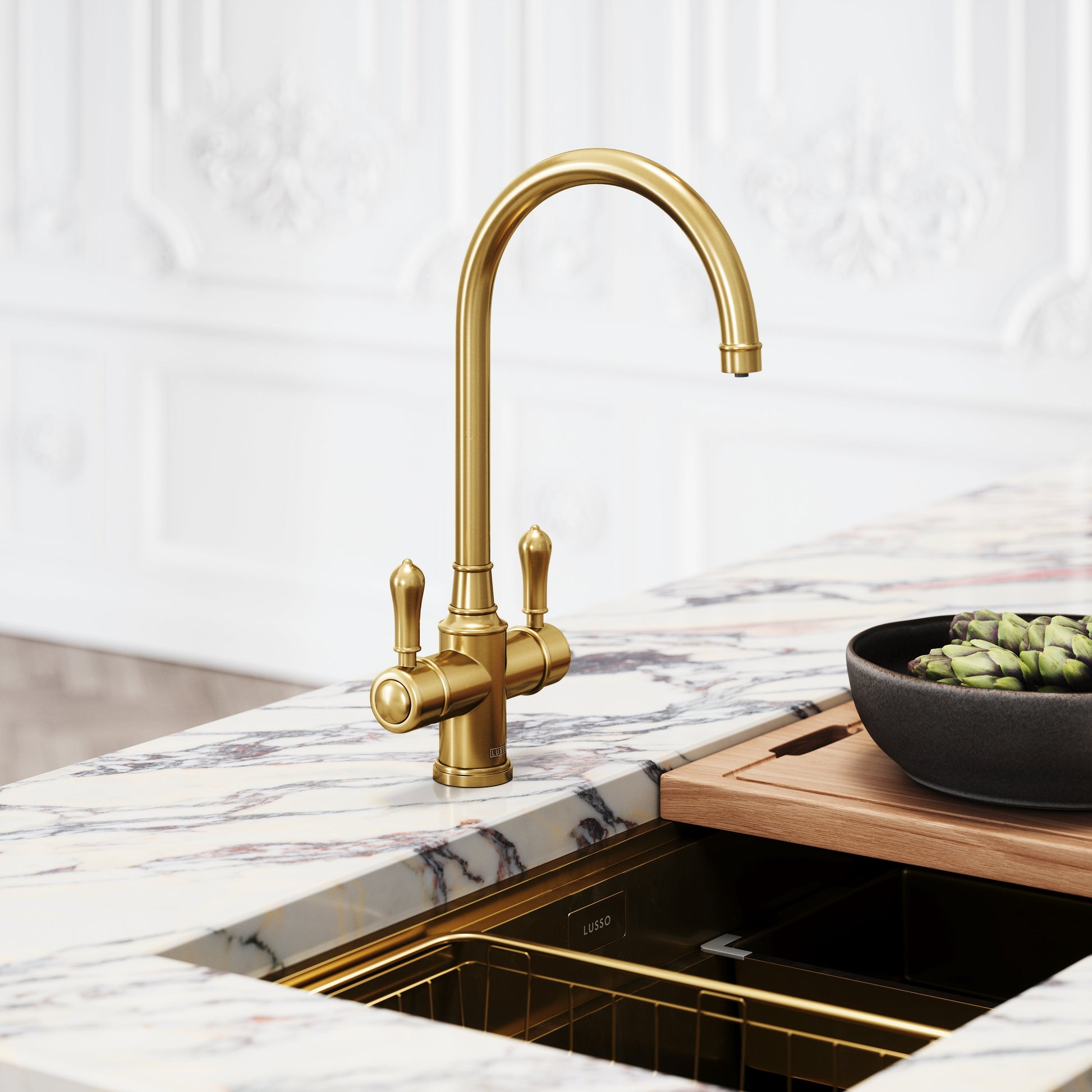 Filtrata Clarence Brushed Gold 4 in 1 Traditional Boiling Water Tap