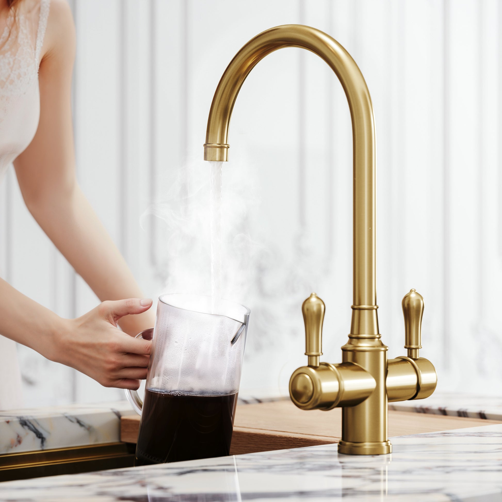 Filtrata Clarence Brushed Gold 4 in 1 Traditional Boiling Water Tap