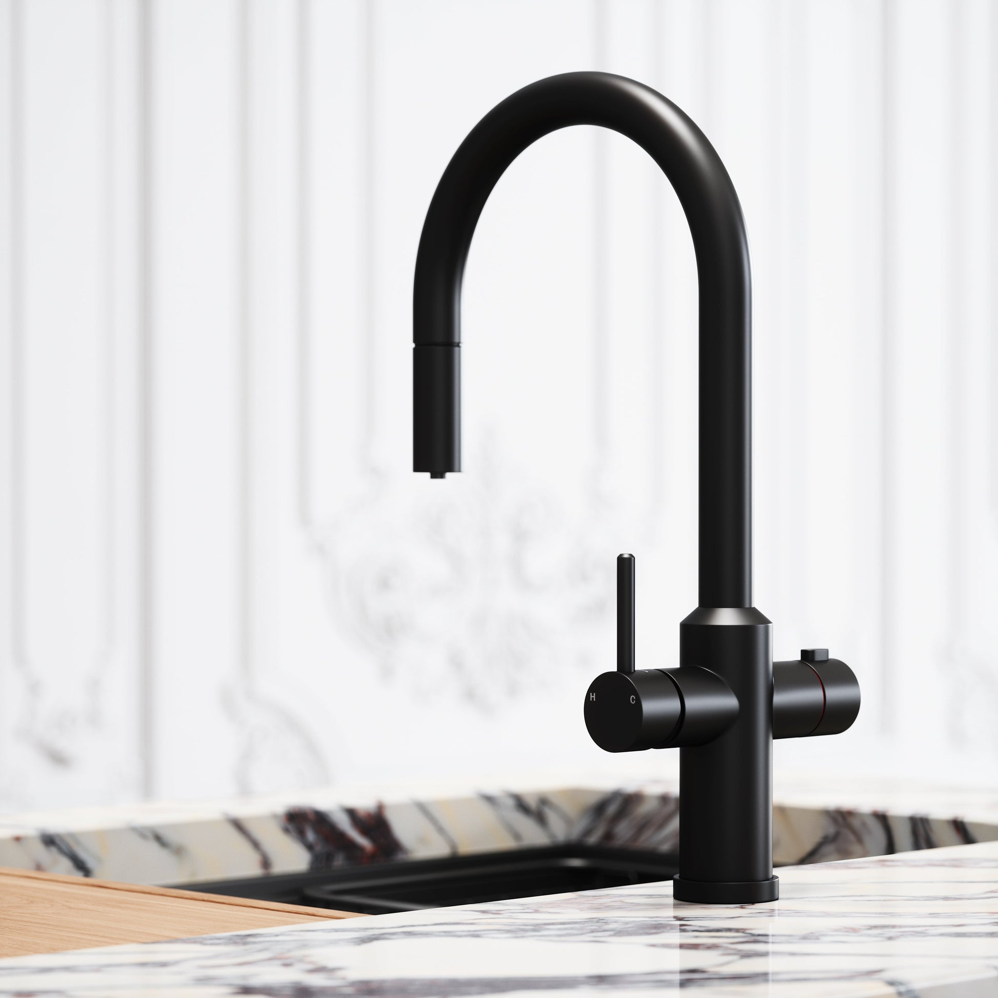 Filtrata Filtro Matte Black 4 in 1 Pull-out Boiling Water Tap
