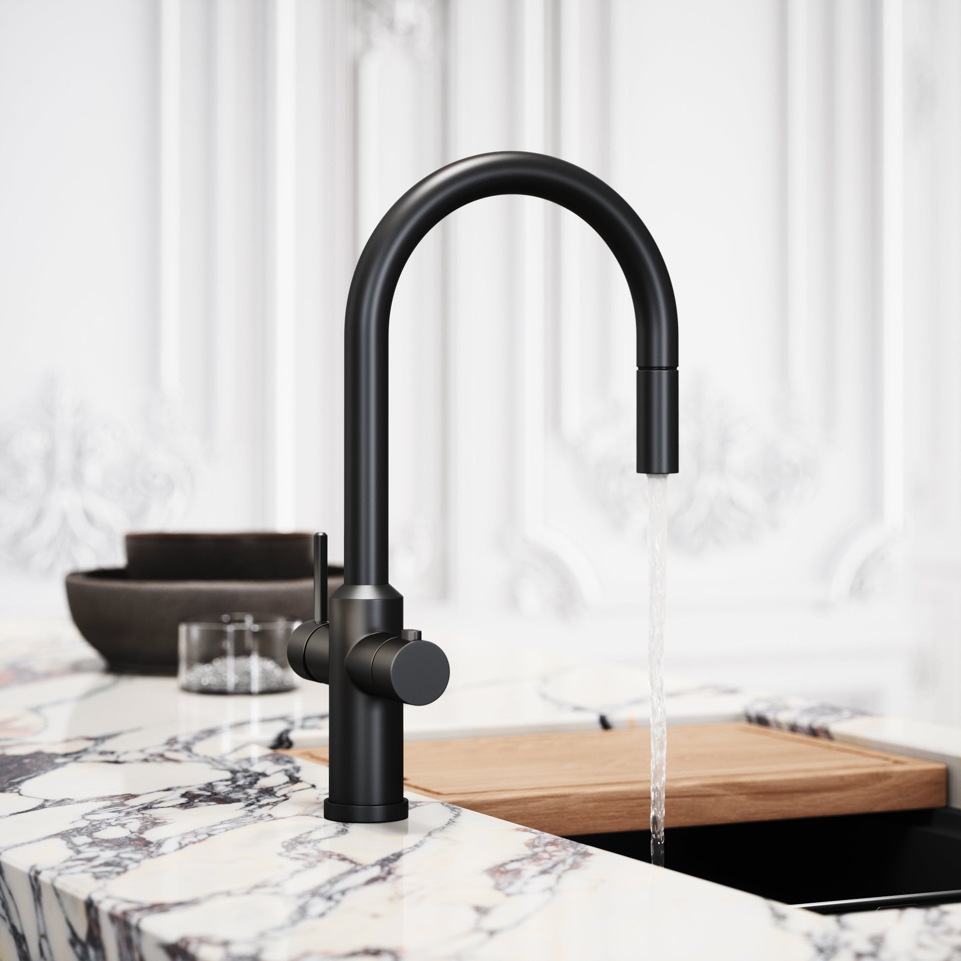 Filtrata Filtro Matte Black 4 in 1 Pull-out Boiling Water Tap
