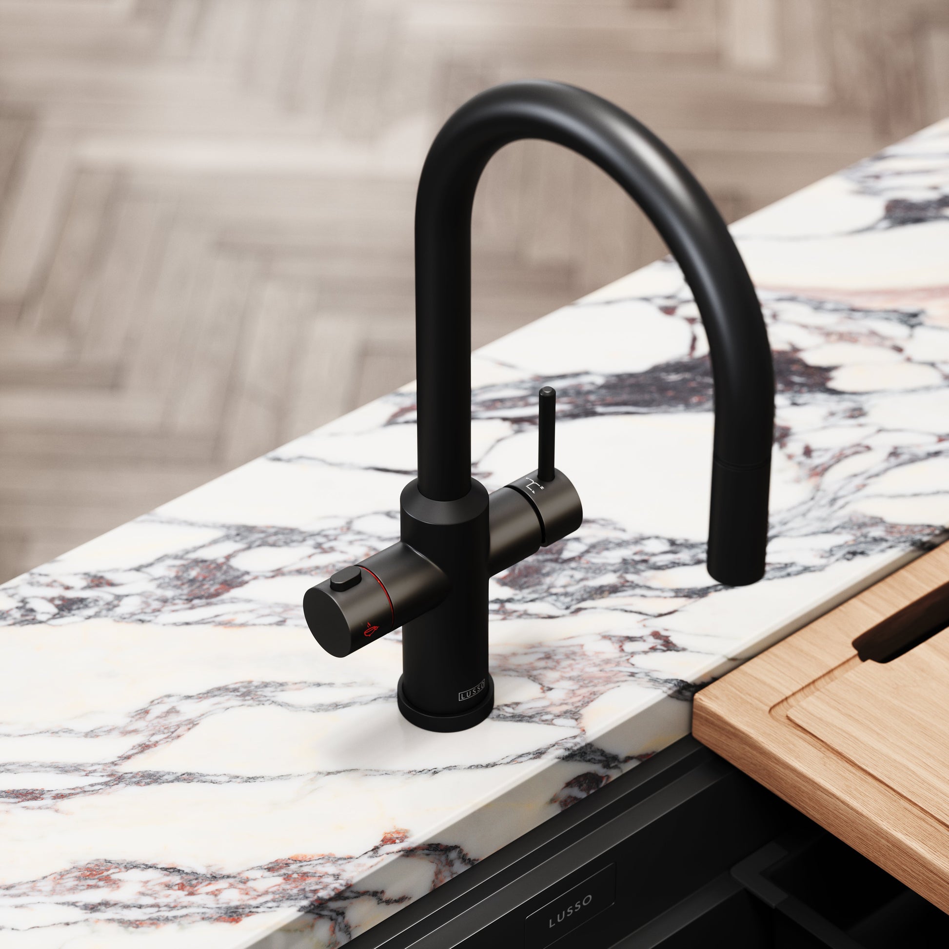 Filtrata Filtro Matte Black 4 in 1 Pull-out Boiling Water Tap