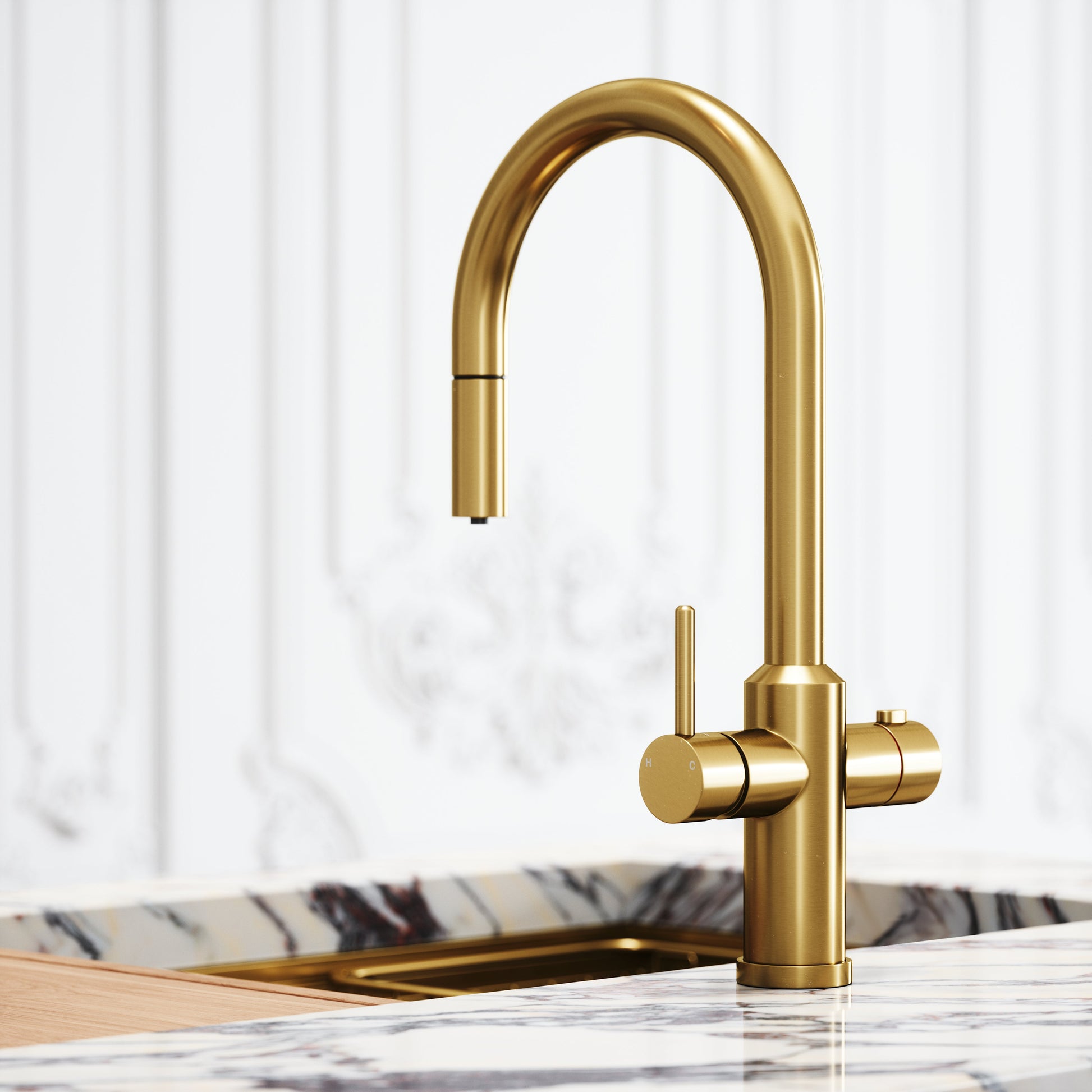 Filtrata Filtro Brushed Gold 4 in 1 Pull-out Boiling Water Tap