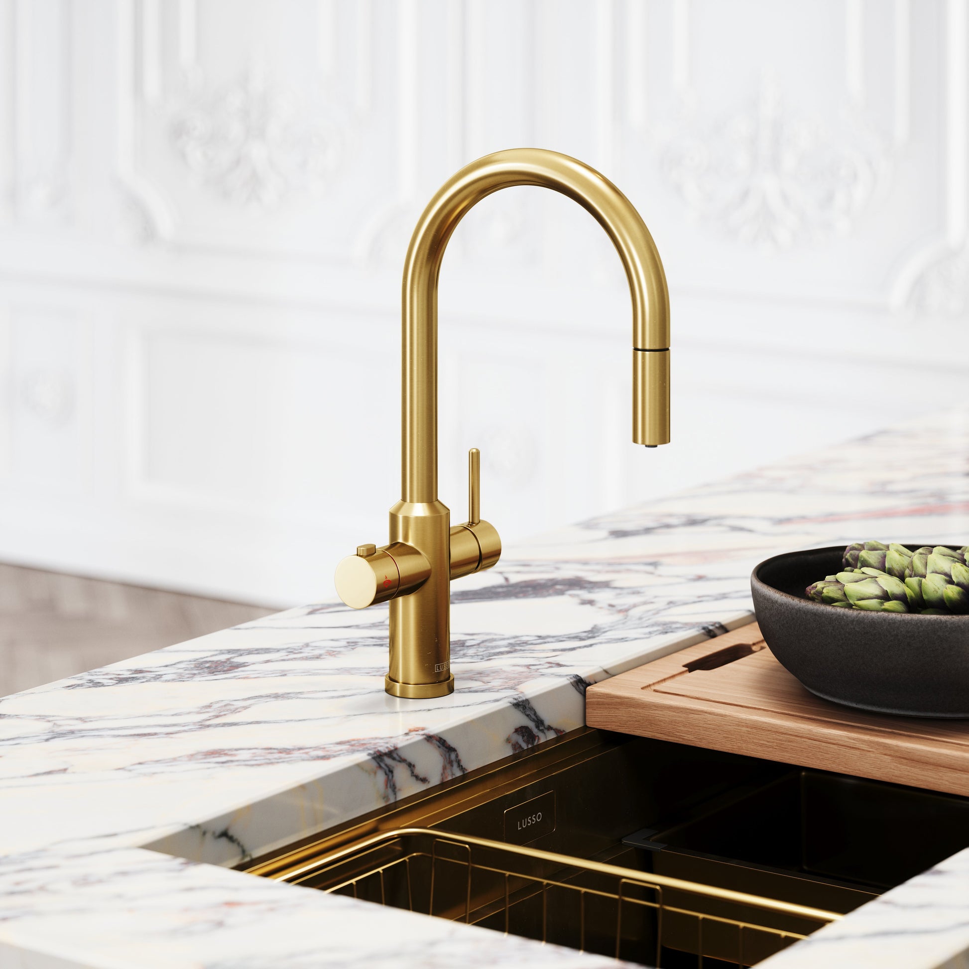 Filtrata Filtro Brushed Gold 4 in 1 Pull-out Boiling Water Tap