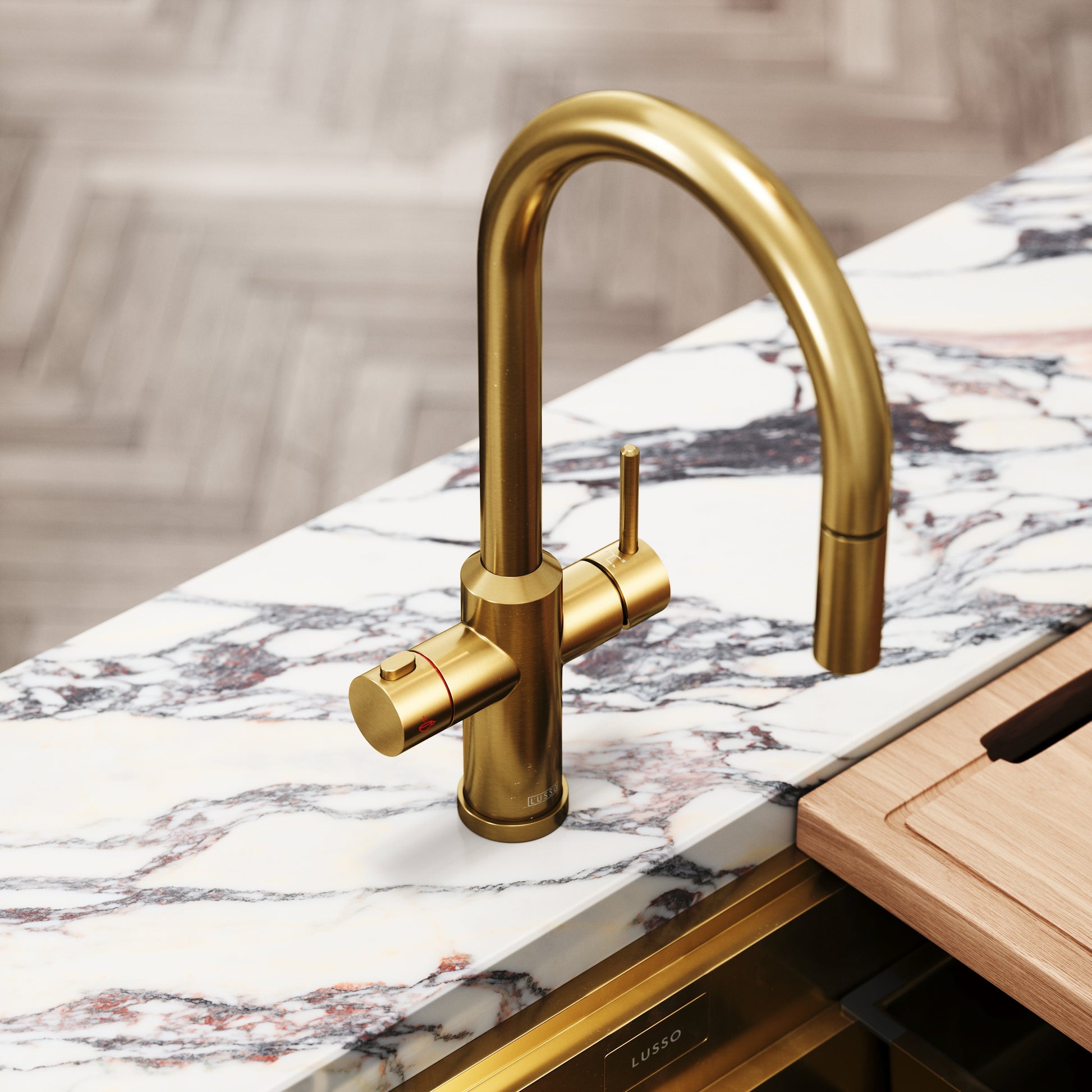Filtrata Filtro Brushed Gold 4 in 1 Pull-out Boiling Water Tap