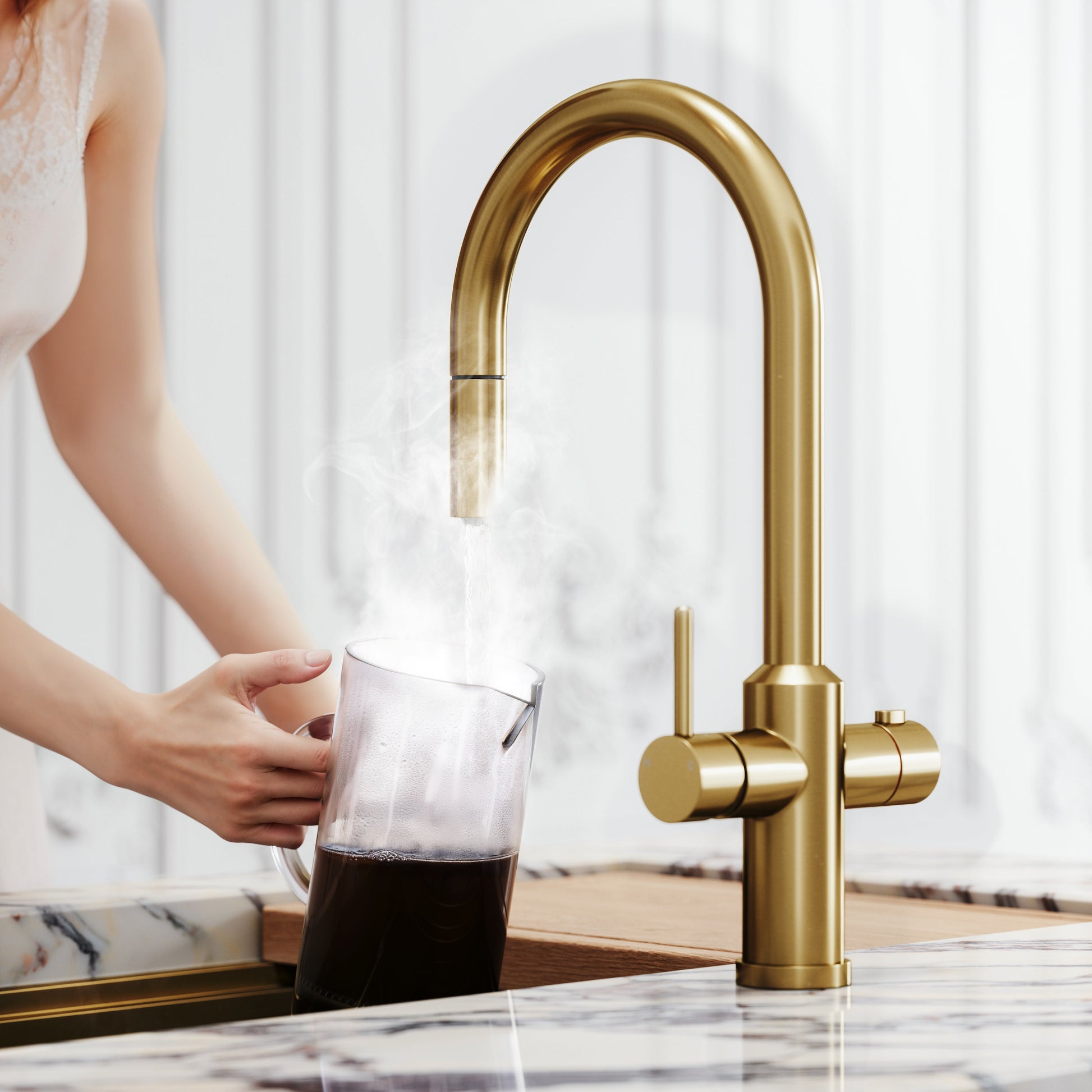 Filtrata Filtro Brushed Gold 4 in 1 Pull-out Boiling Water Tap
