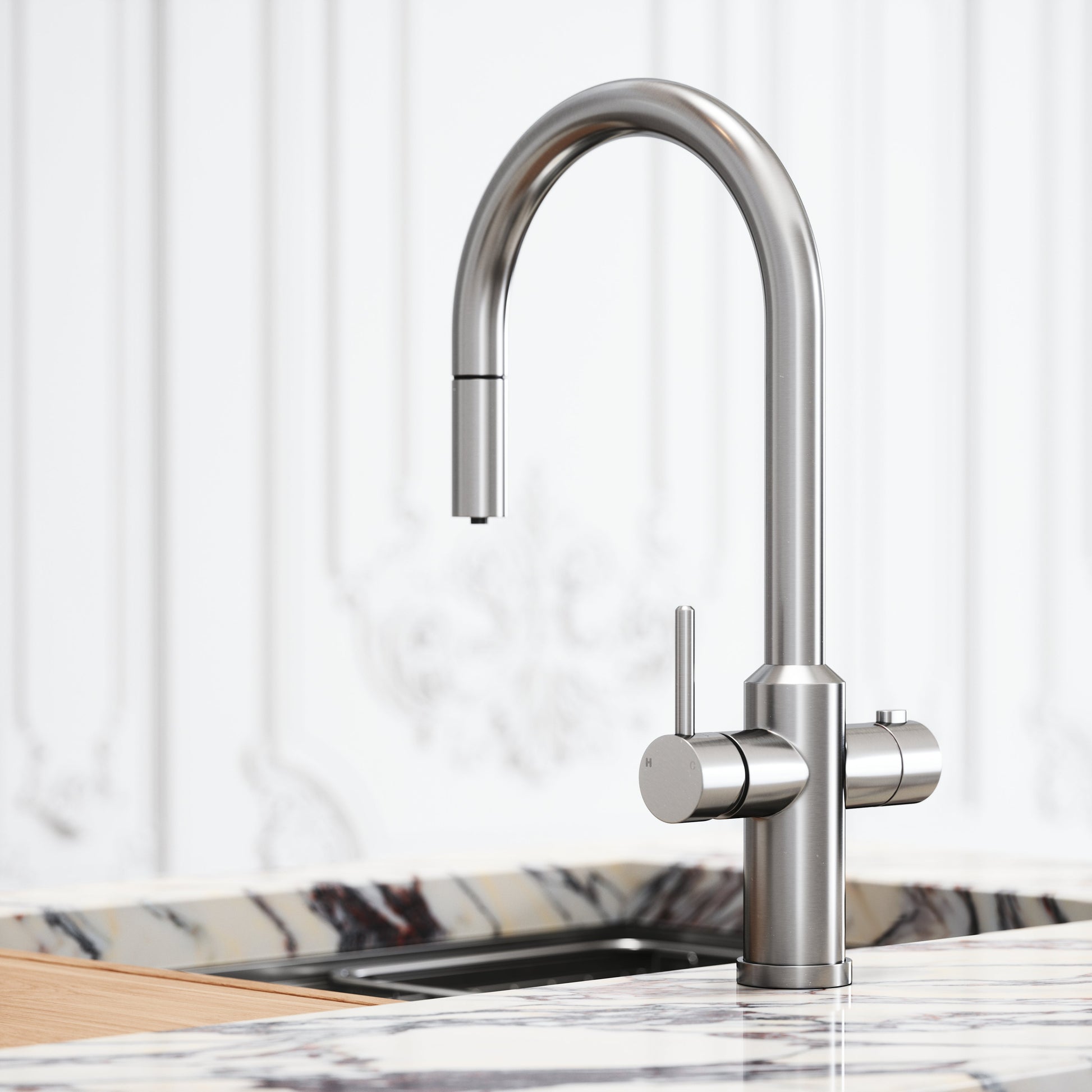 Filtrata Filtro Brushed Nickel 4 in 1 Pull-out Boiling Water Tap