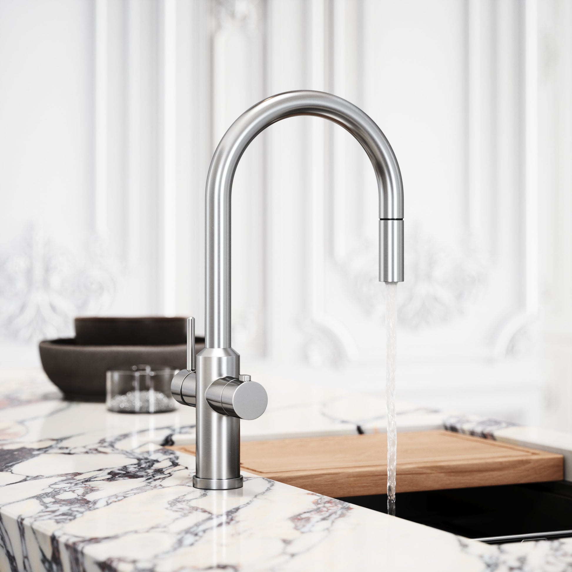 Filtrata Filtro Brushed Nickel 4 in 1 Pull-out Boiling Water Tap