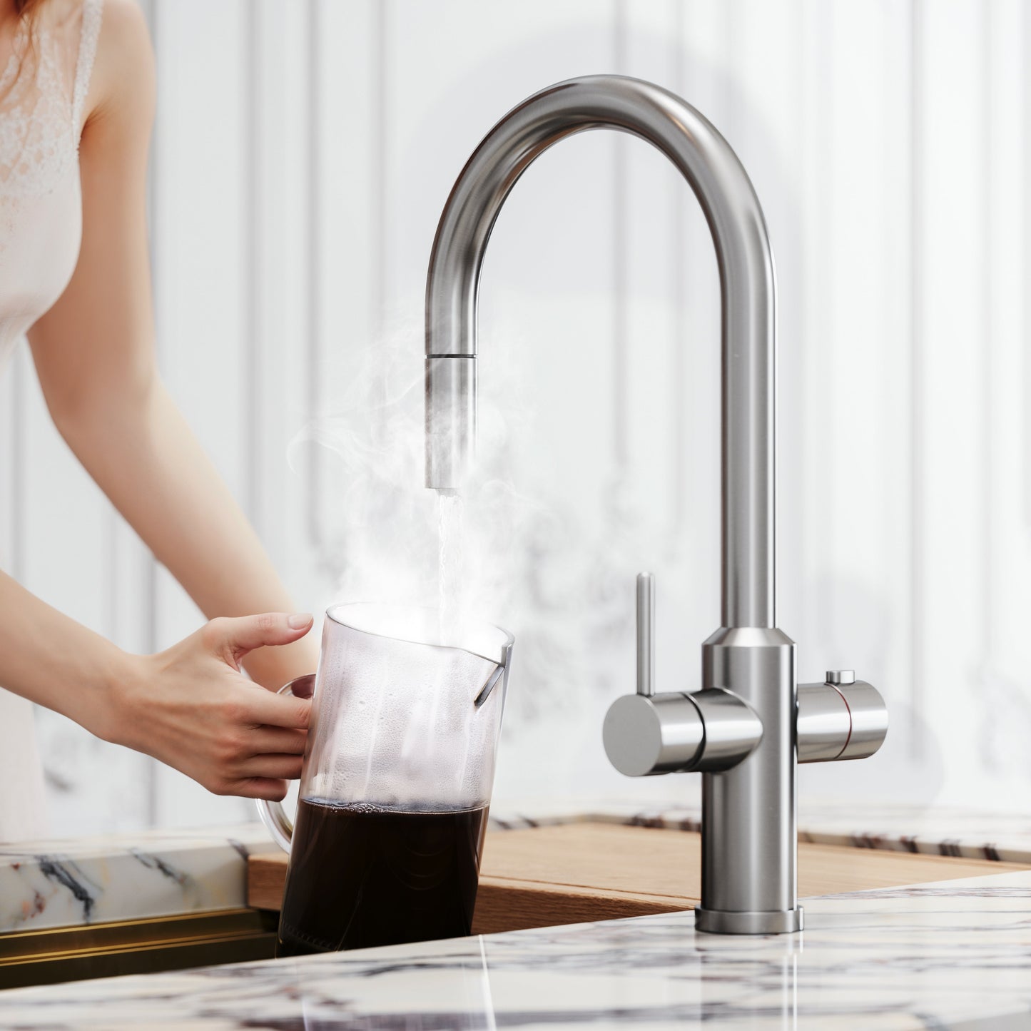 Filtrata Filtro Brushed Nickel 4 in 1 Pull-out Boiling Water Tap