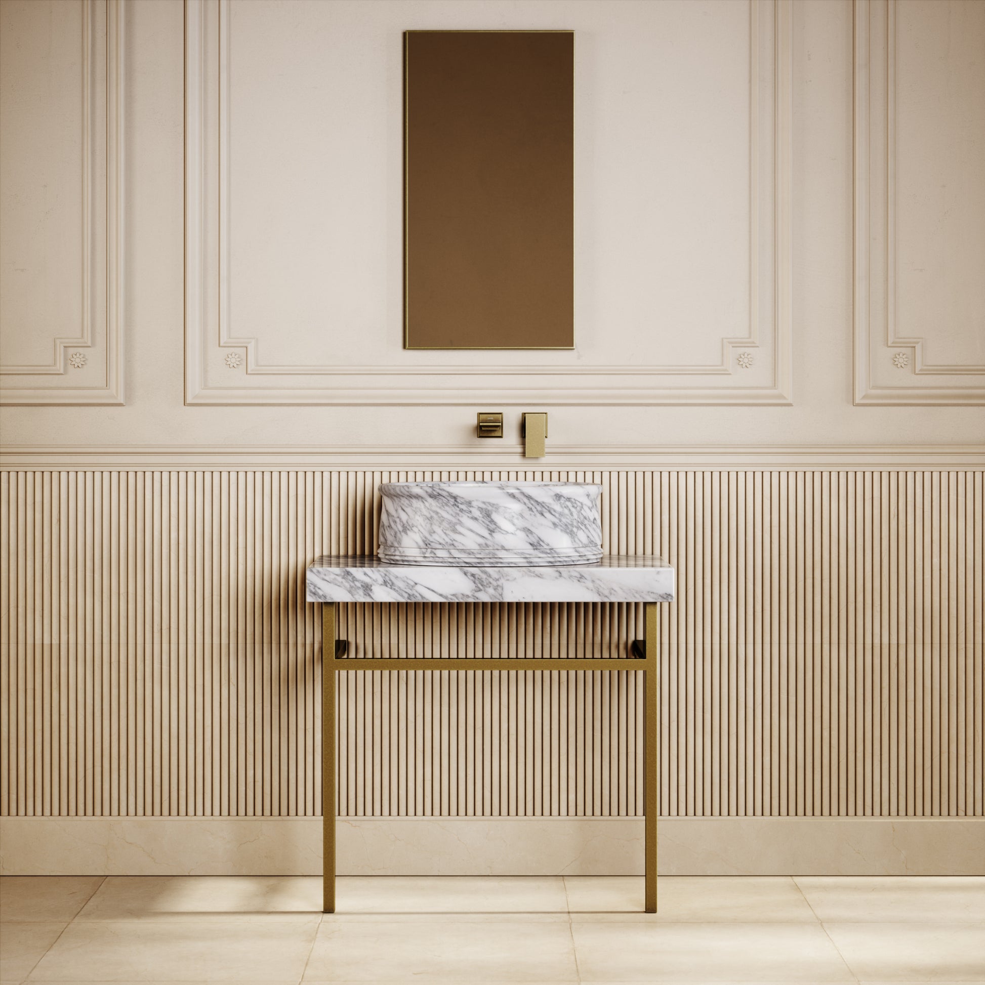 Grandeur Arabescato Marble Oval Countertop Basin 500mm