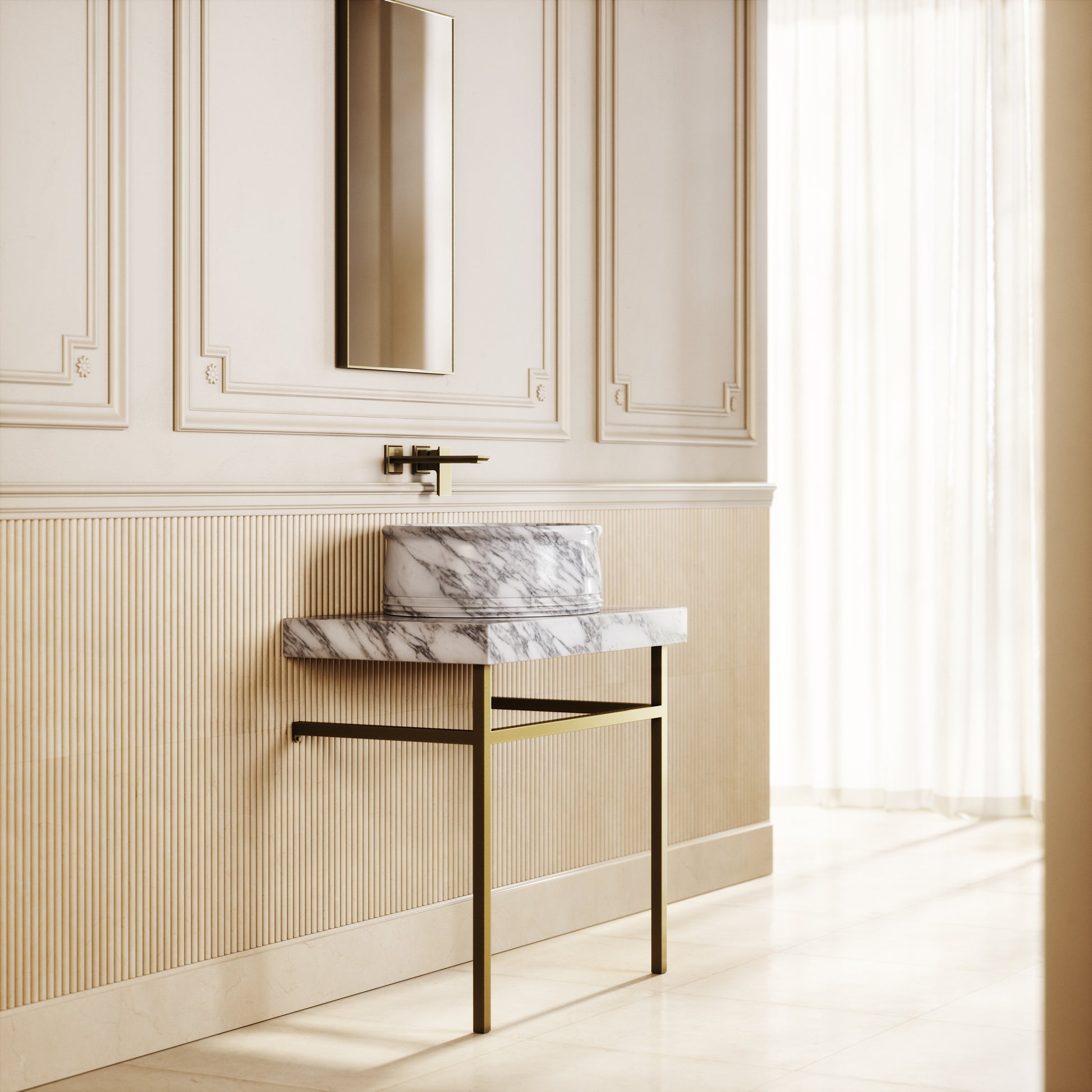 Grandeur Arabescato Marble Oval Countertop Basin 500mm