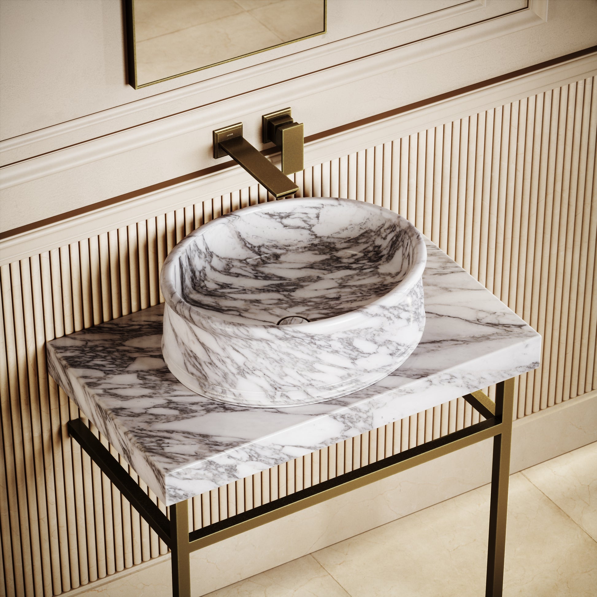 Grandeur Arabescato Marble Oval Countertop Basin 500mm