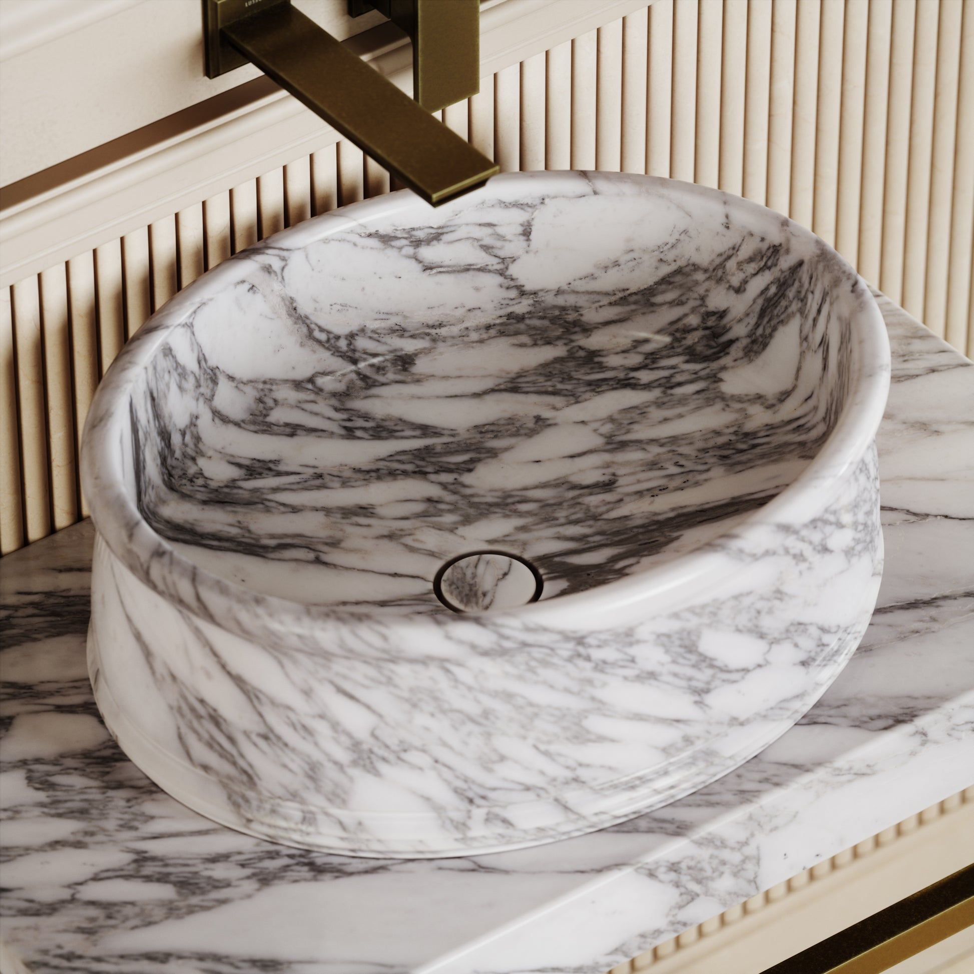 Grandeur Arabescato Marble Oval Countertop Basin 500mm