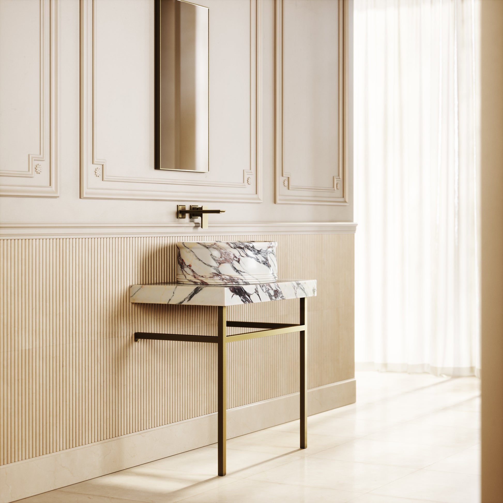 Grandeur Calacatta Viola Marble Oval Countertop Basin 500mm