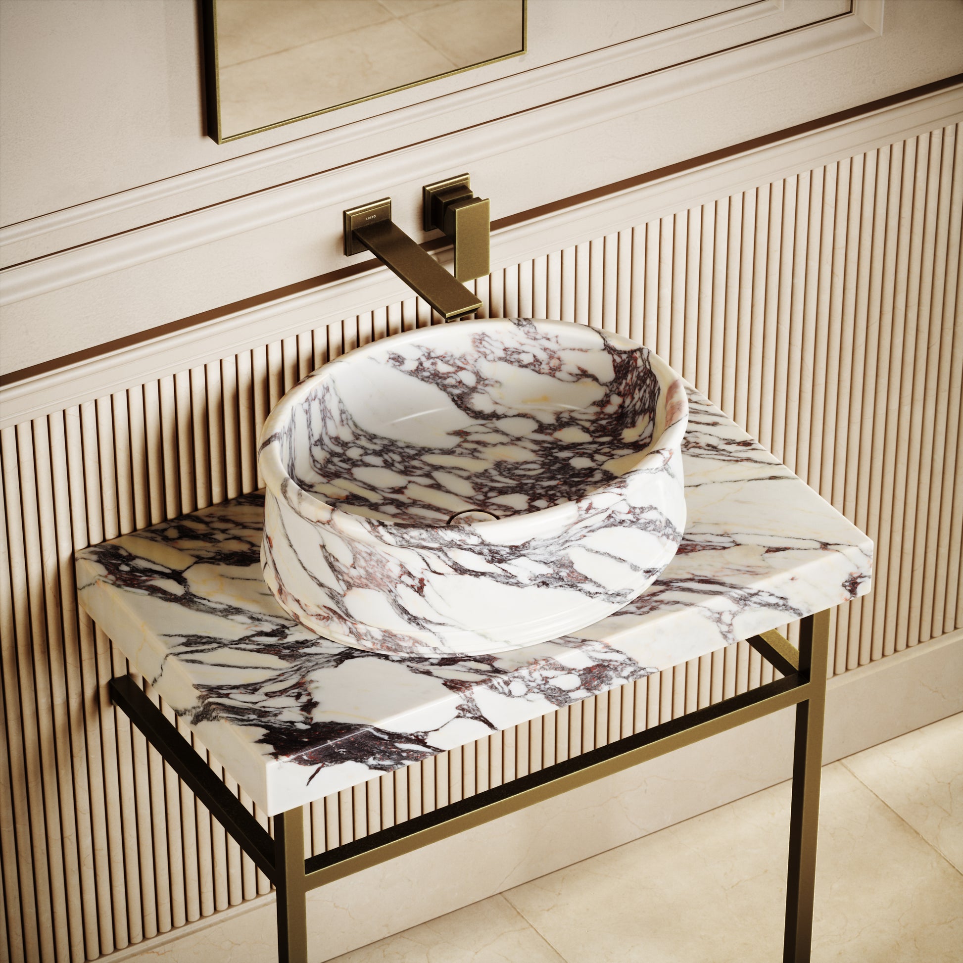 Grandeur Calacatta Viola Marble Oval Countertop Basin 500mm