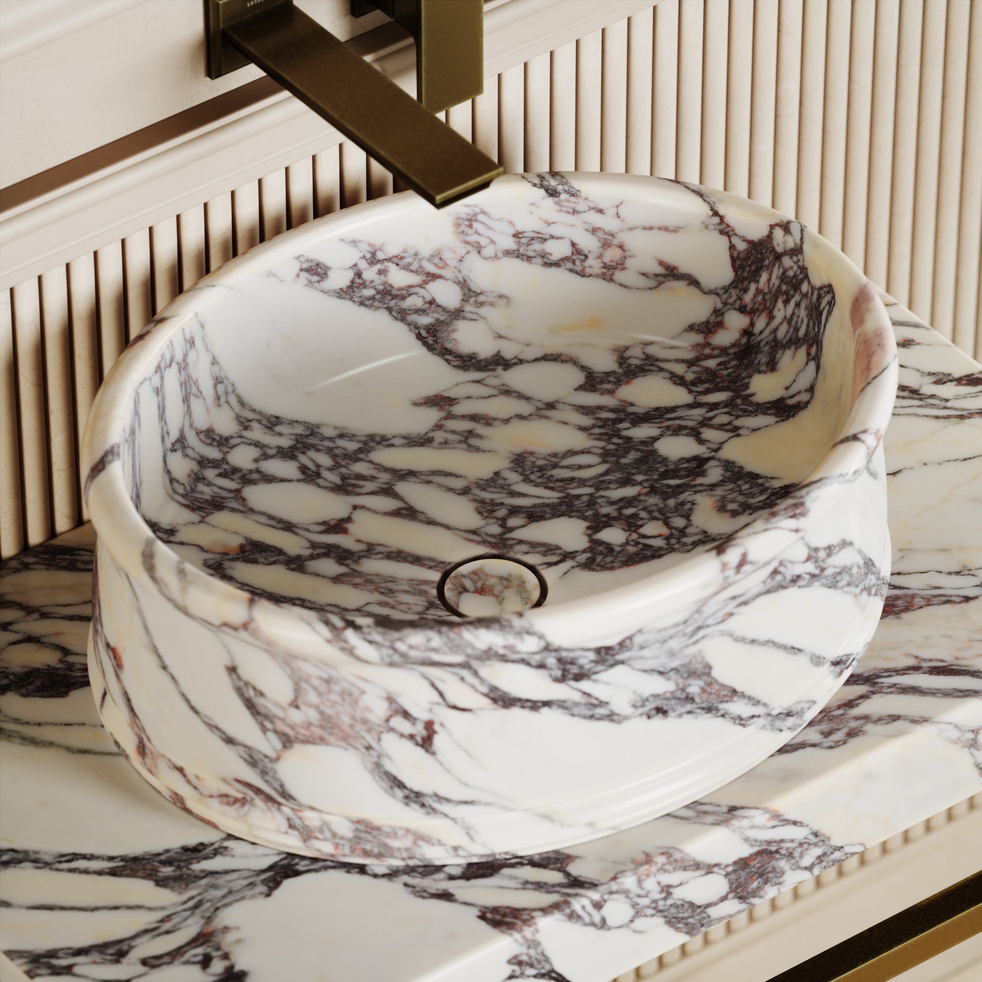 Grandeur Calacatta Viola Marble Oval Countertop Basin 500mm