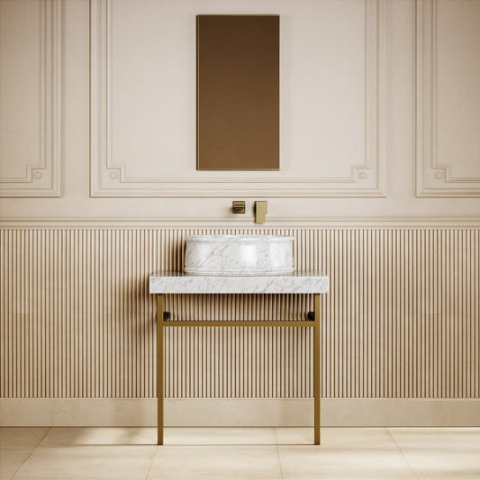 Grandeur Carrara Marble Oval Countertop Basin 500mm