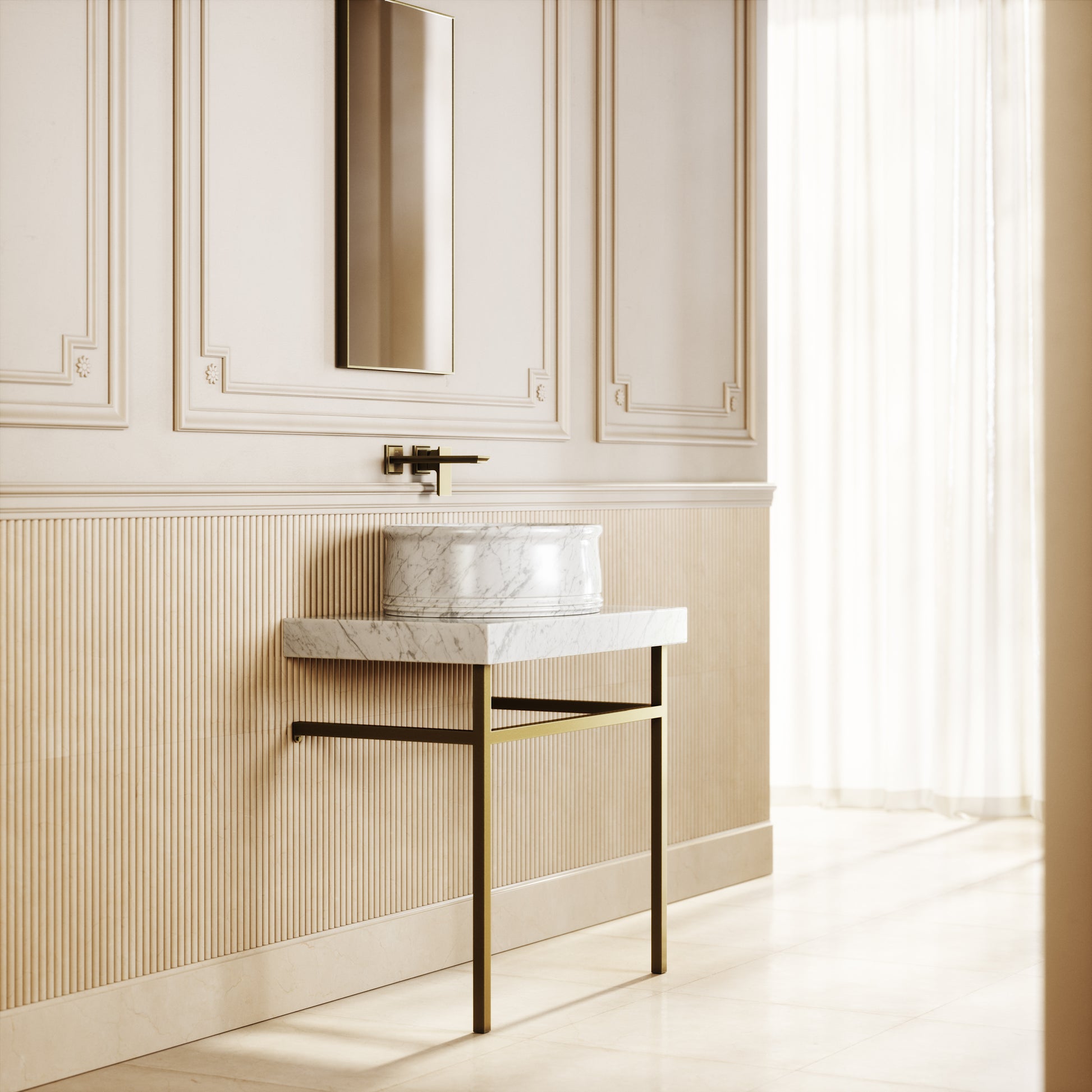 Grandeur Carrara Marble Oval Countertop Basin 500mm