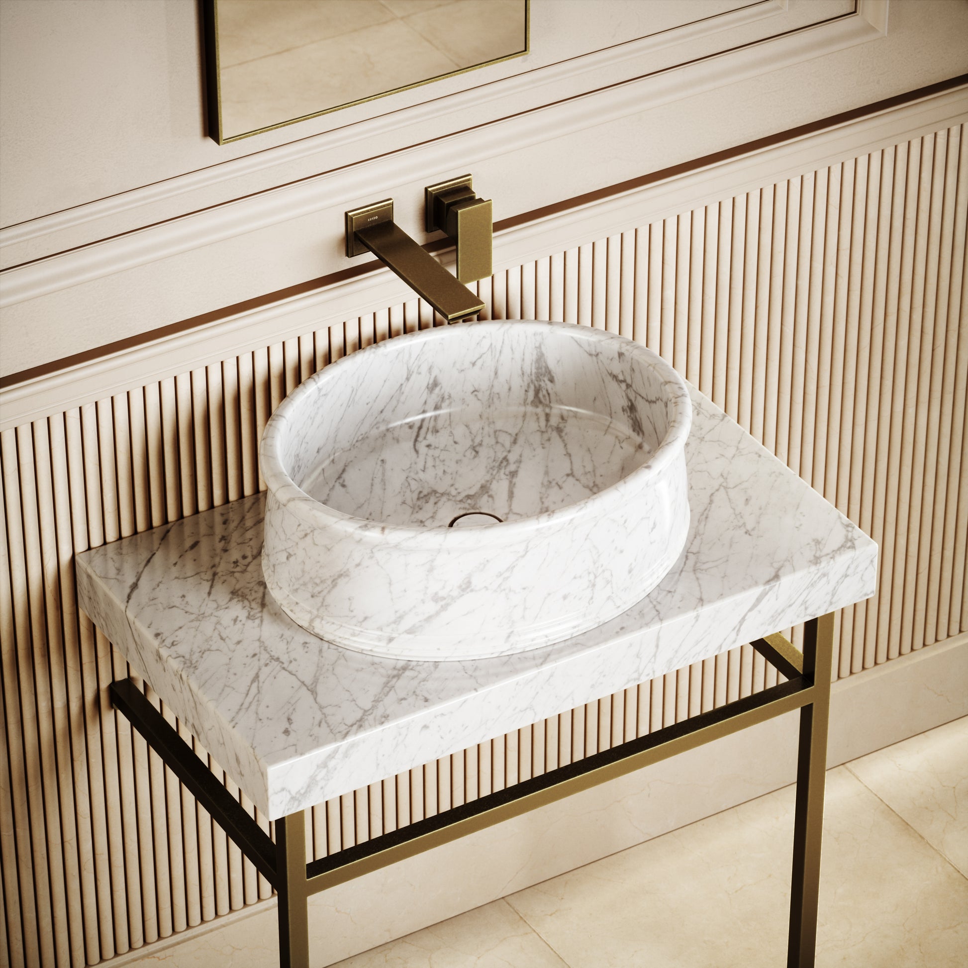 Grandeur Carrara Marble Oval Countertop Basin 500mm