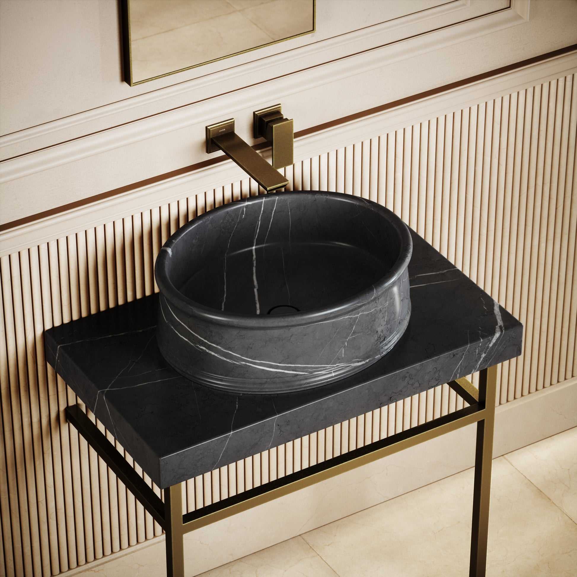 Grandeur Pietra Grey Marble Oval Countertop Basin 500mm