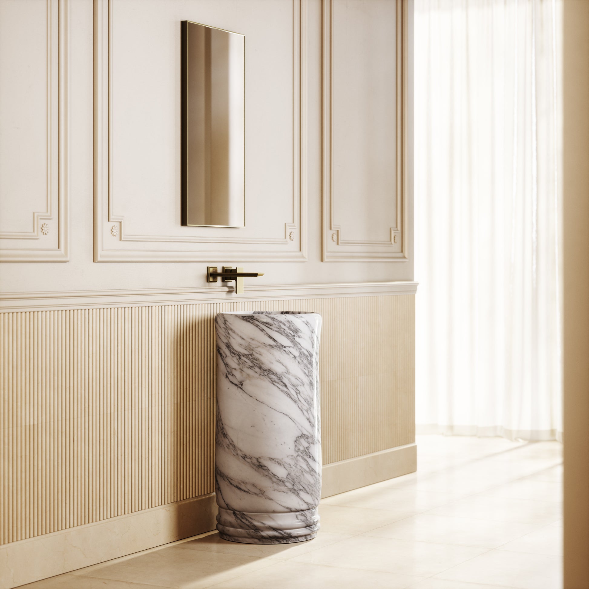 Grandeur Arabescato Marble Freestanding Basin 400mm