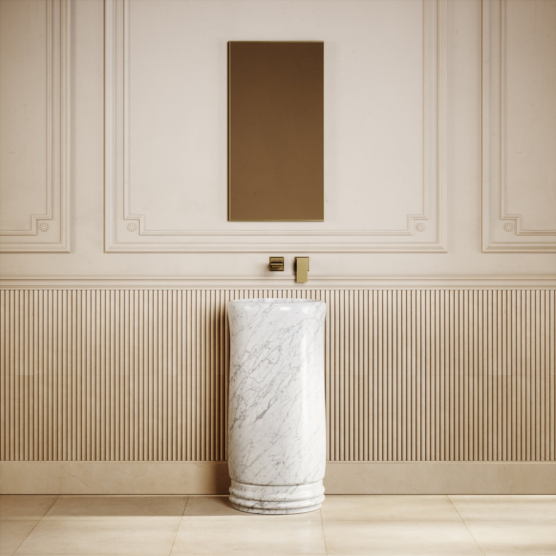 Grandeur Carrara Marble Freestanding Basin 400mm