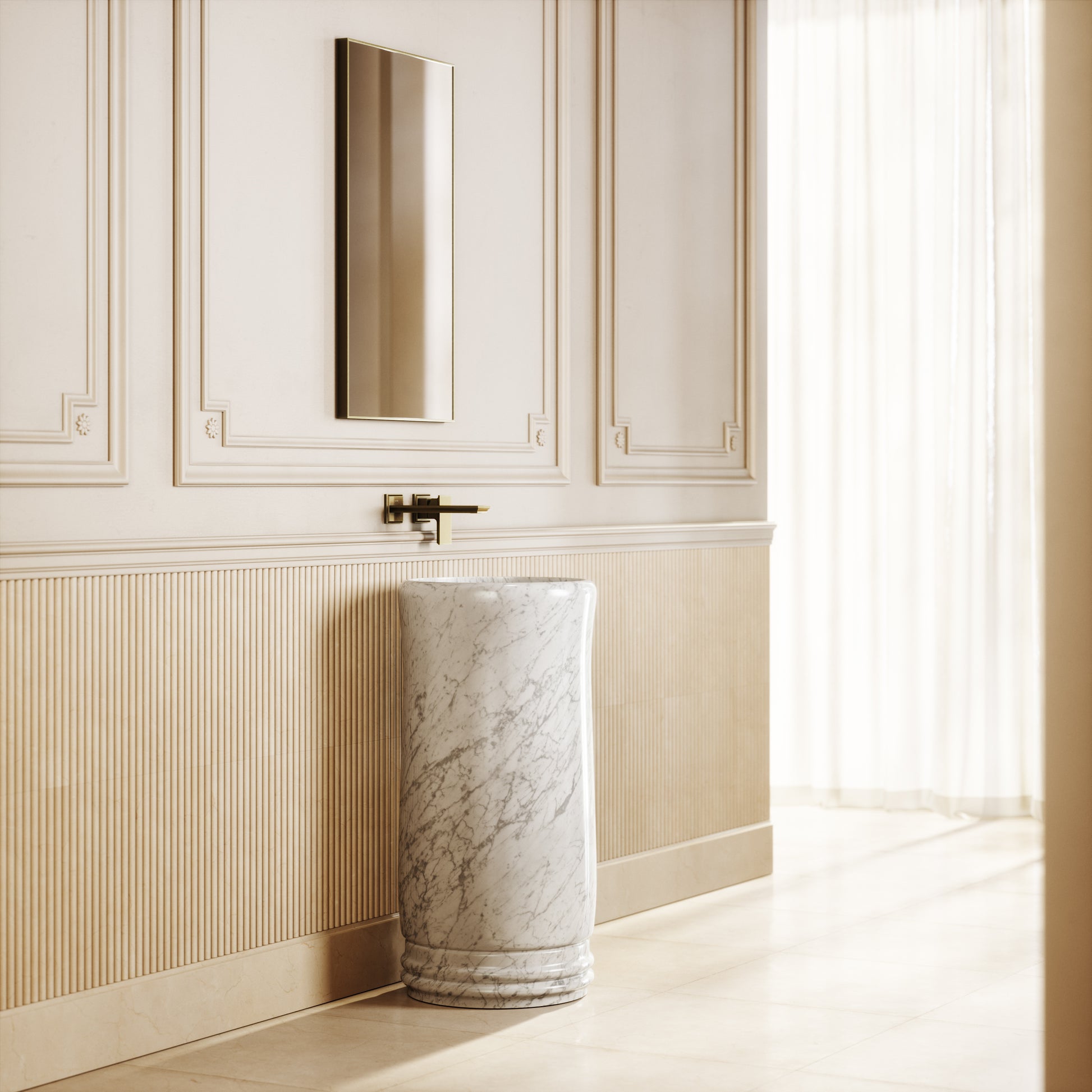 Grandeur Carrara Marble Freestanding Basin 400mm